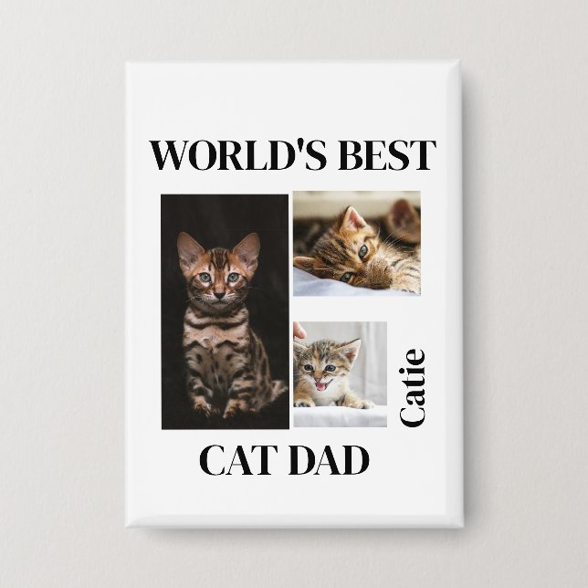 Bester Katzendaddy der Welt - Personalisiertes Nam Button (Vorderseite)