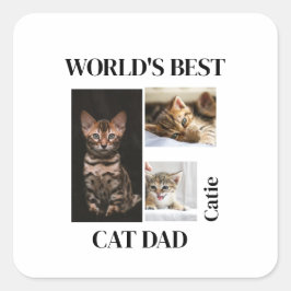 Bester Katzendaddy der Welt - Personalisiertes Nam Quadratischer Aufkleber