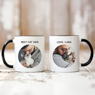 Bester Katzenpapa 2 Foto Pet Name Tasse