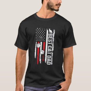 Bester Katzenpapa mit amerikanischer Flagge Pfote T-Shirt