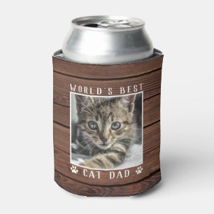 Bester Katzenpapa Pfotenabdrücke Haustierfoto Rust Dosenkühler