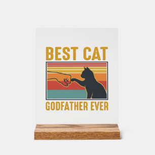 Bester Katzenpate Ever Vintage-Katze Vektor-Design Acrylschild