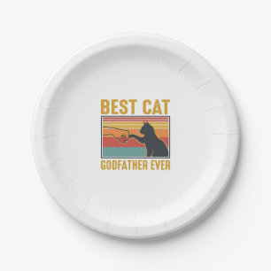 Bester Katzenpate Ever Vintage-Katze Vektor-Design Pappteller