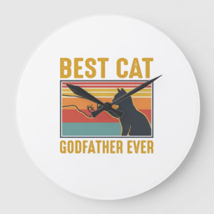 Bester Katzenpate Ever Vintage-Katze Vektordesign_ Große Wanduhr