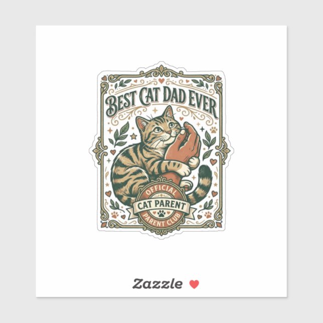 Bester Katzenvater Aller Katzenmutter Vater Eltern Aufkleber (Blatt)