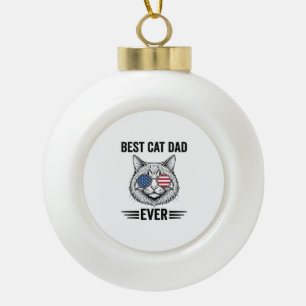 Bester Katzenvater Aller Patriotischer Vintage Kat Keramik Kugel-Ornament