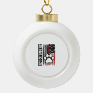 Bester Katzenvater aller Zeiten Patriotisches Pfot Keramik Kugel-Ornament