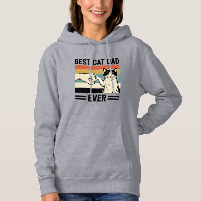 Bester Katzenvater aller Zeiten Retro-Katze Fausts Hoodie (Vorderseite)