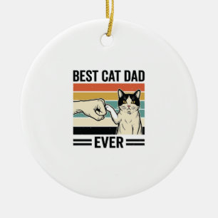 Bester Katzenvater aller Zeiten Retro-Katze Fausts Keramik Ornament