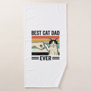 Bester Katzenvater Aller Zeiten Retro Katzen Faust Badehandtuch