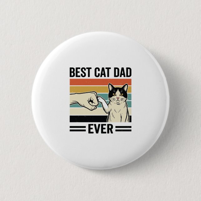 Bester Katzenvater Aller Zeiten Retro Katzen Faust Button (Vorderseite)