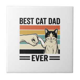 Bester Katzenvater Aller Zeiten Retro Katzen Faust Fliese