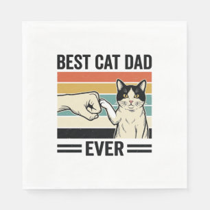 Bester Katzenvater aller Zeiten Retro-Katzen-Faust Serviette