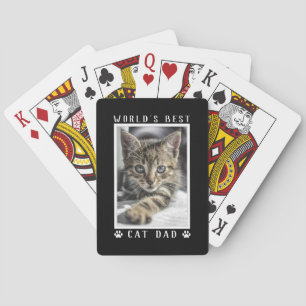 Bester Katzenvater der Welt Pfotenabdrücke Foto Sc Spielkarten
