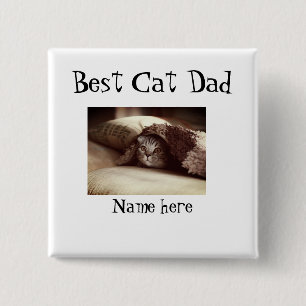 bester Katzenvater Foto Name Vatertag Katzenpapa D Button