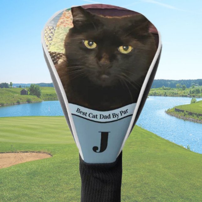 Bester Katzenvater-Fotovorlage individuell schwarz Golf Headcover (Von Creator hochgeladen)