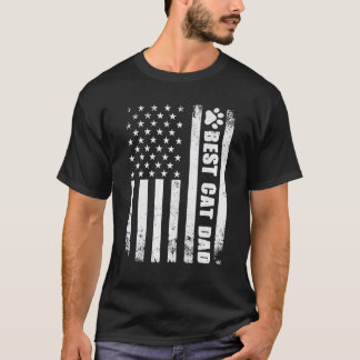 Bester Katzenvater überhaupt Amerikanische Flagge  T-Shirt