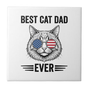 Bester Katzenvater überhaupt Patriotisches Vintage Fliese