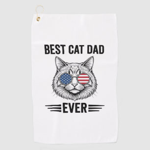 Bester Katzenvater überhaupt Patriotisches Vintage Golfhandtuch