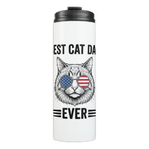 Bester Katzenvater überhaupt Patriotisches Vintage Thermosbecher
