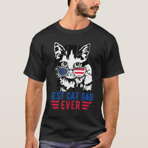 Bester Katzenvater überhaupt Usa Amerikanische Fla T-Shirt