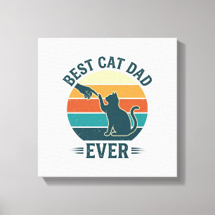 Bester Katzenvater überhaupt Vintage-Katzen-Shirt- Leinwanddruck