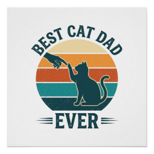 Bester Katzenvater überhaupt Vintage Katzen Shirt Poster