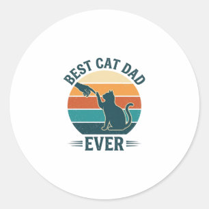 Bester Katzenvater überhaupt Vintage Katzen-Shirt Runder Aufkleber