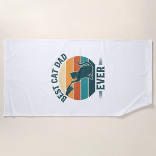 Bester Katzenvater überhaupt Vintage-Katzen-Shirt- Strandtuch