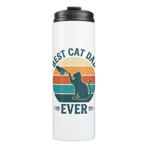 Bester Katzenvater überhaupt Vintage-Katzen-Shirt- Thermosbecher