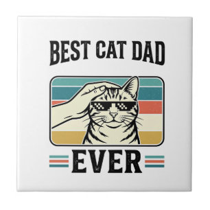 Bester Katzenvater überhaupt Vintage Katzenliebhab Fliese