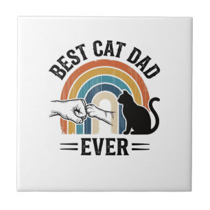 Bester Katzenvater überhaupt Vintage Katzenliebhab Fliese