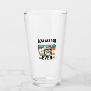 Bester Katzenvater überhaupt Vintage Katzenliebhab Glas