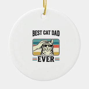 Bester Katzenvater überhaupt Vintage Katzenliebhab Keramik Ornament