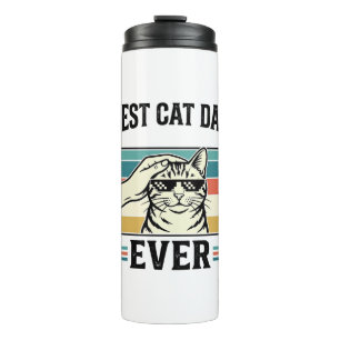 Bester Katzenvater überhaupt Vintage Katzenliebhab Thermosbecher