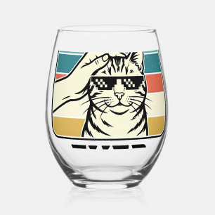 Bester Katzenvater überhaupt Vintage Katzenliebhab Weinglas Ohne Stiel