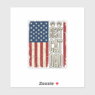 Bester Katzenvater Vintage-Flag-Shirt-Design_1 Aufkleber