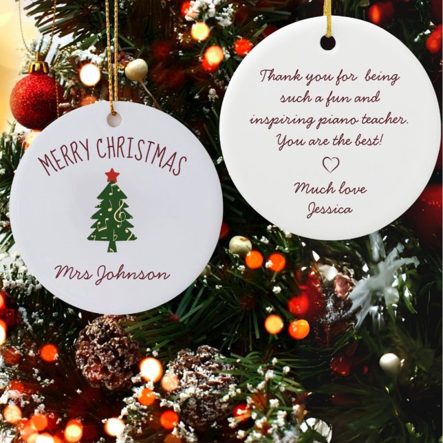 Bester Klavierlehrer Maßgeschneidertes Geschenk Keramik Ornament (Von Creator hochgeladen)