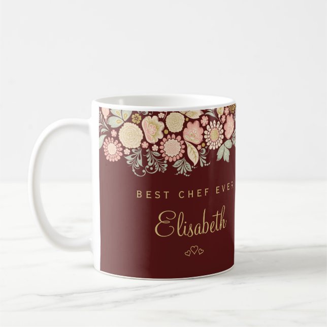 Bester Koch überhaupt personalisierter Name elegan Kaffeetasse (Links)