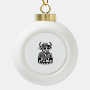 Bester Kuh-Vater Aller Zeiten Vintage Gravur Desig Keramik Kugel-Ornament