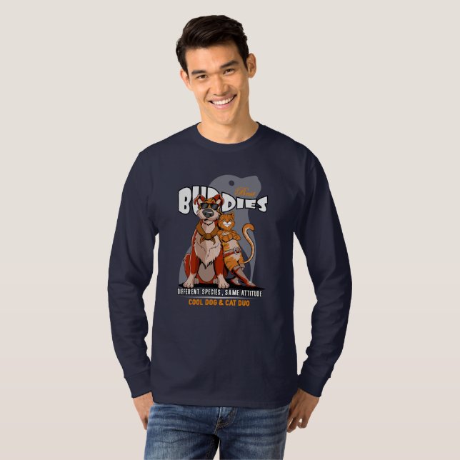 Bester Kumpel (Dunkelmodus) | Langes Herrenobertei T-Shirt (Vorne ganz)