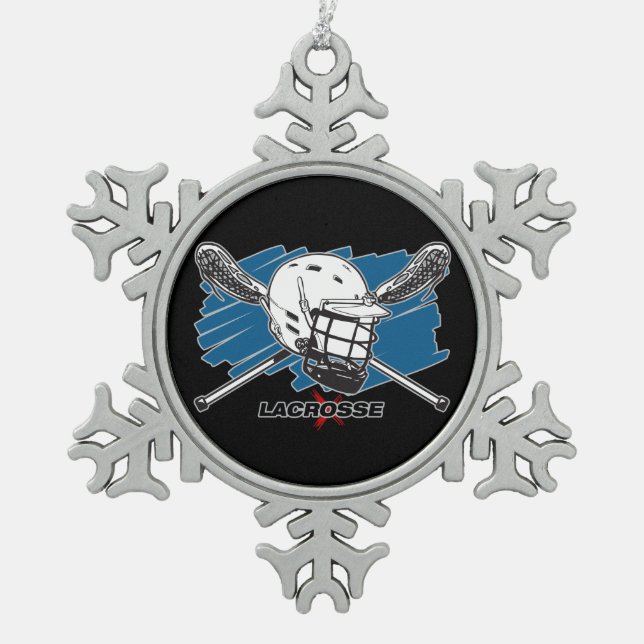 Bester Lacrosse Schneeflocken Zinn-Ornament (Vorderseite)