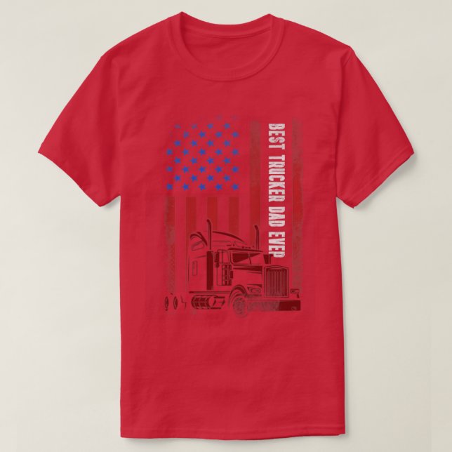 Bester Lastwagenpapa je amerikanische Flagge 4. Ju T-Shirt (Design vorne)