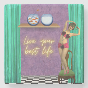 Bester Lebensstil Funky Vintage Kitsch Steinuntersetzer
