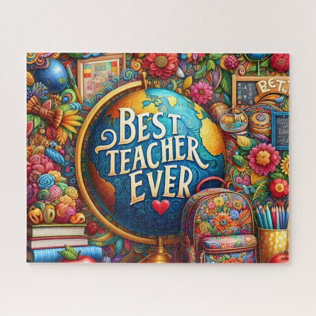 Bester Lehrer Aller Zeiten Globus Puzzle (Horizontal)