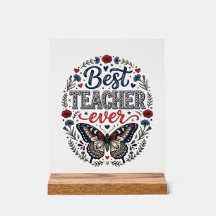 Bester Lehrer Aller Zeiten Vintage Schmetterling F Acrylschild