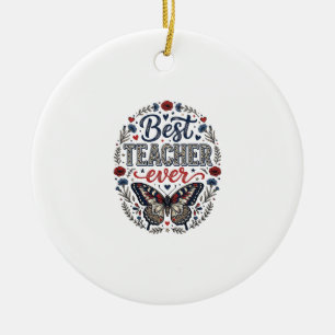 Bester Lehrer Aller Zeiten Vintage Schmetterling F Keramik Ornament