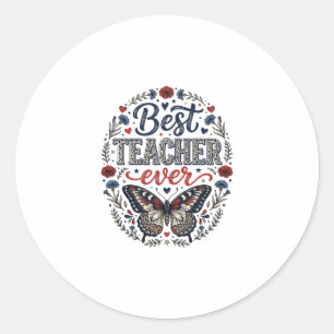 Bester Lehrer Aller Zeiten Vintage Schmetterling F Runder Aufkleber