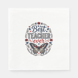 Bester Lehrer Aller Zeiten Vintage Schmetterling F Serviette