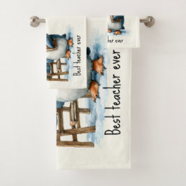 Bester Lehrer Aller Zeiten Winter Pinguin Design Badhandtuch Set